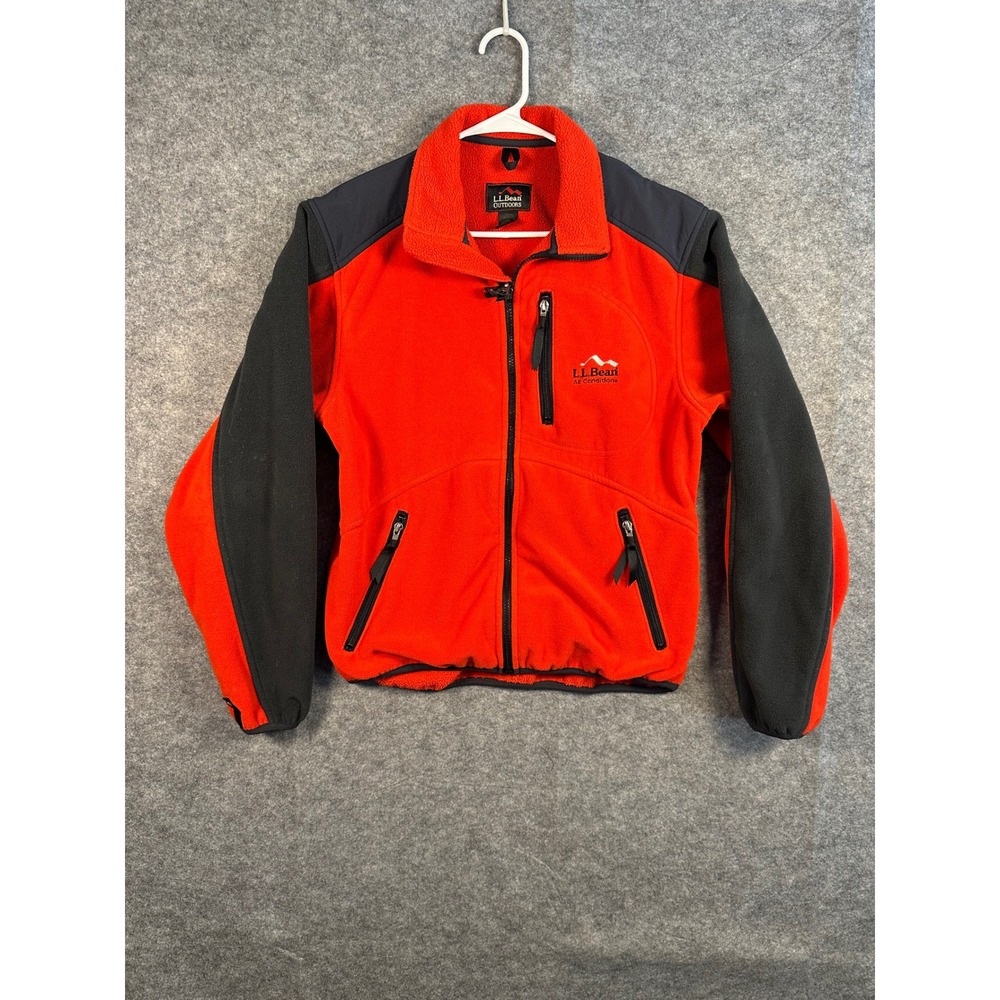 LL Bean‎ Outdoors Fleece Jacket Womens Small Red Black Polartec Full Zip